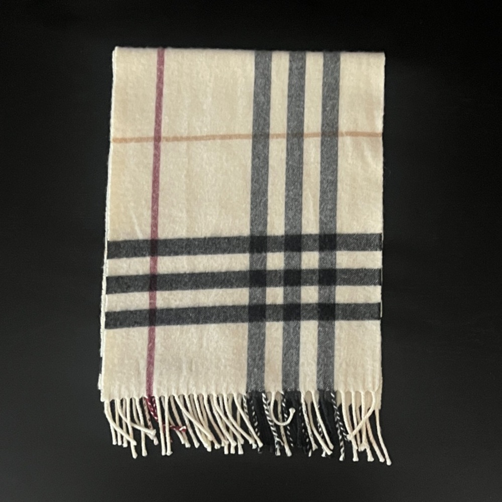 Burberry Check Cashmere Scarf (Stone)